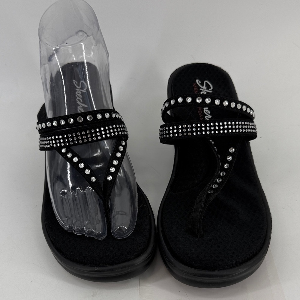 SKECHERS MEMORY FOAM Black Rhinestone Sandals